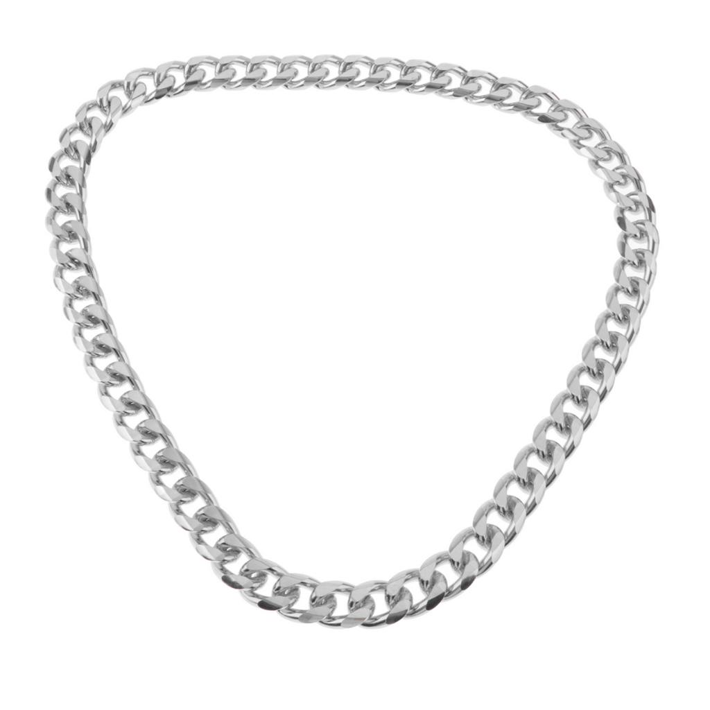

Polished Curb Cuban Chain for Rapper, Hip Hop Thick Heavy Miami Link Chain Necklace for Men Women, Silver