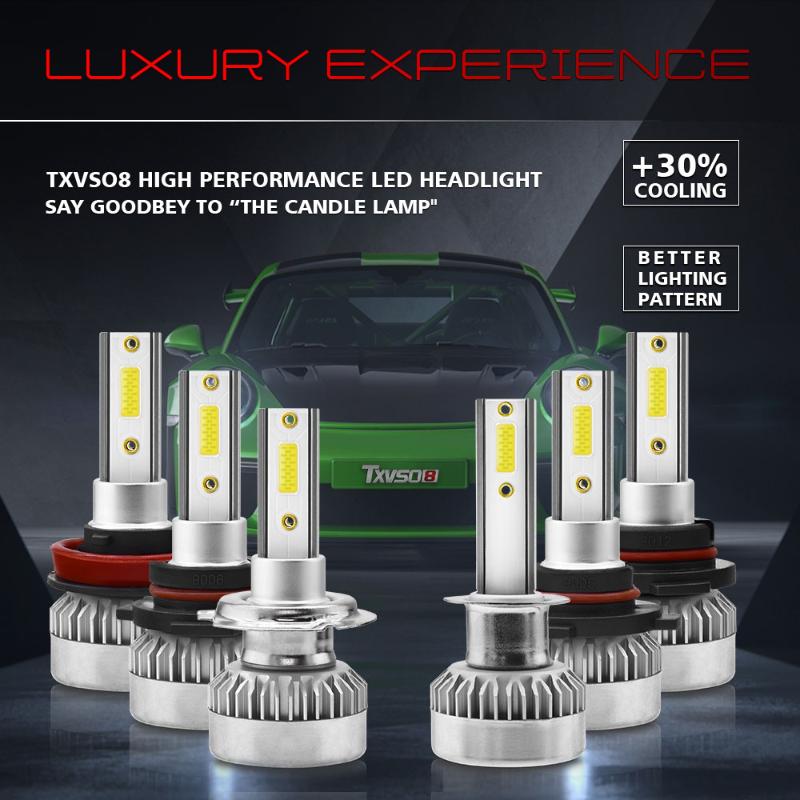 

TXVSO8 LED Headlight Bulb With Canbus H1 H7 9005 9006 H8 H9 H11 9012 2Pcs 55W 6000K Globles Beam White Car DC 9V-32V MINI Lamps