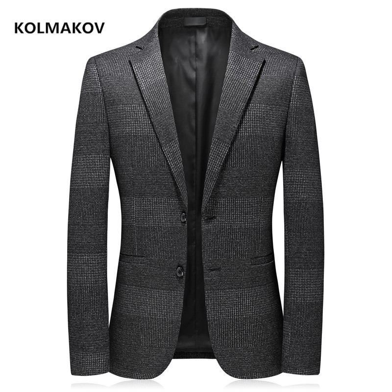

2020 new arrival autumn stripe men blazers high quality casual blazer men,Elastic thickening of knitted fabric men's jackets, Dark grey