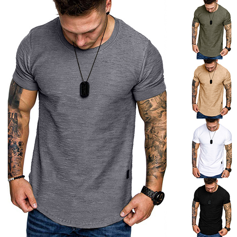

2020 Brand Clothing Men T Shirt Fitness T-shirts Mens O-neck Man T-shirt Christmas Shirt Hip Hop Slub Cotton Tshirt Streetwear, Khaki