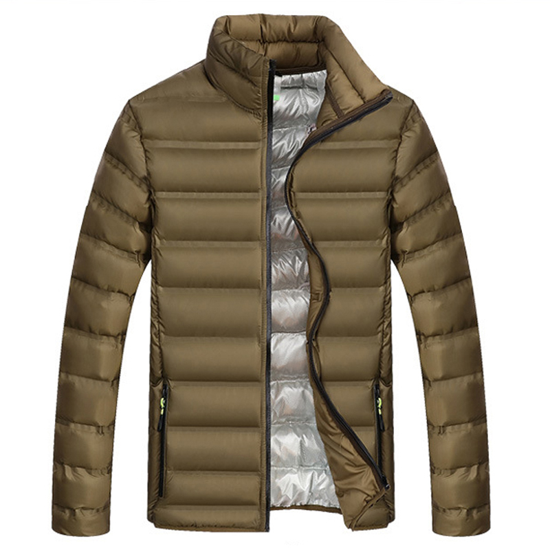 

Winter Men Lightweight Parkas Cotton Padded Outwear Warm Coat Streetwear Sportswear Casual Male Slim Zipper Overcoat Jackets, Black