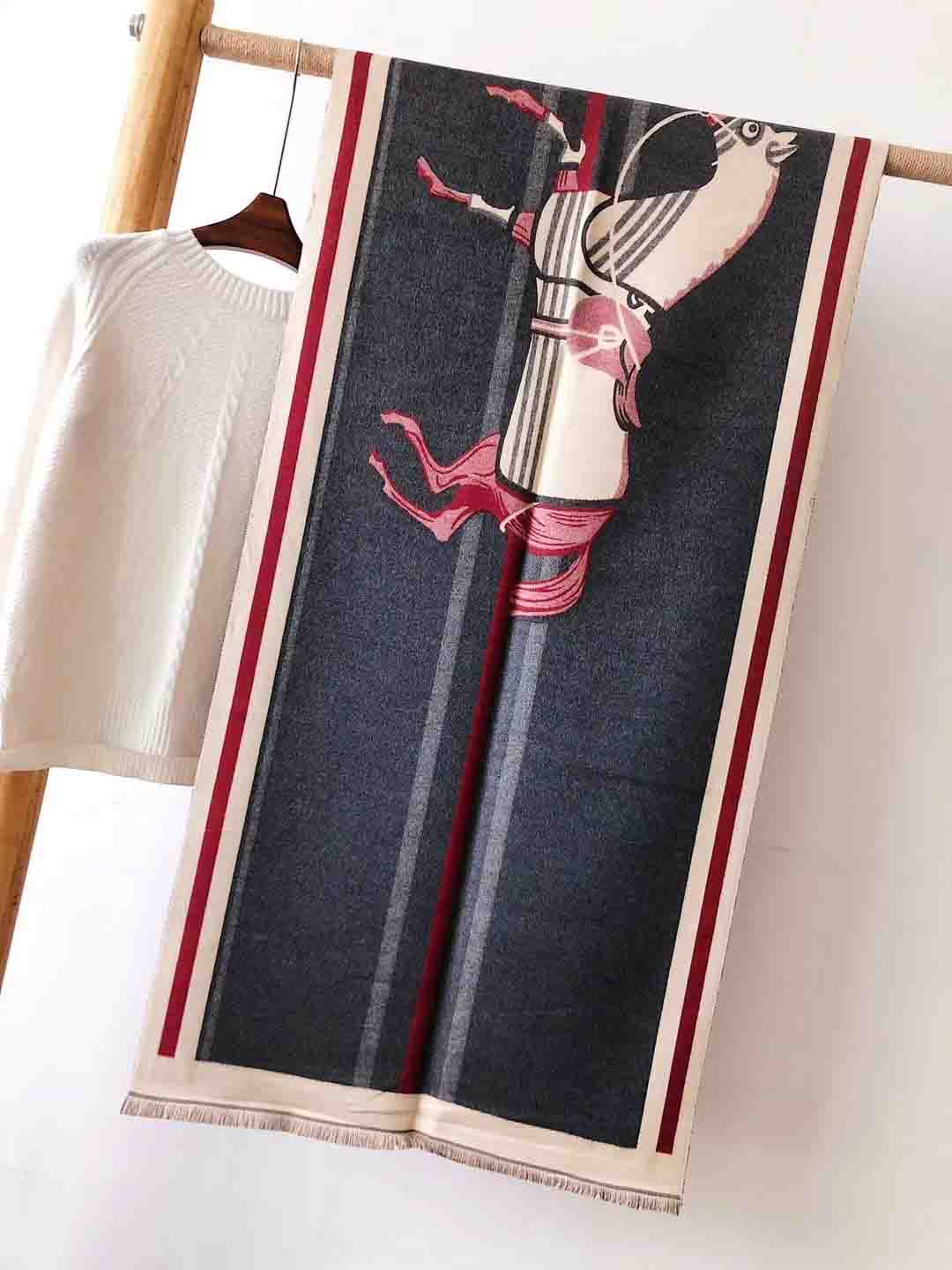 

Luxury Women Logo Clover Winter Warm Pashmina Paris Brand Blue Blanket Scarfs Poncho Cashmere Stole Joker Big Pashminas 180*70cm, Blue;gray