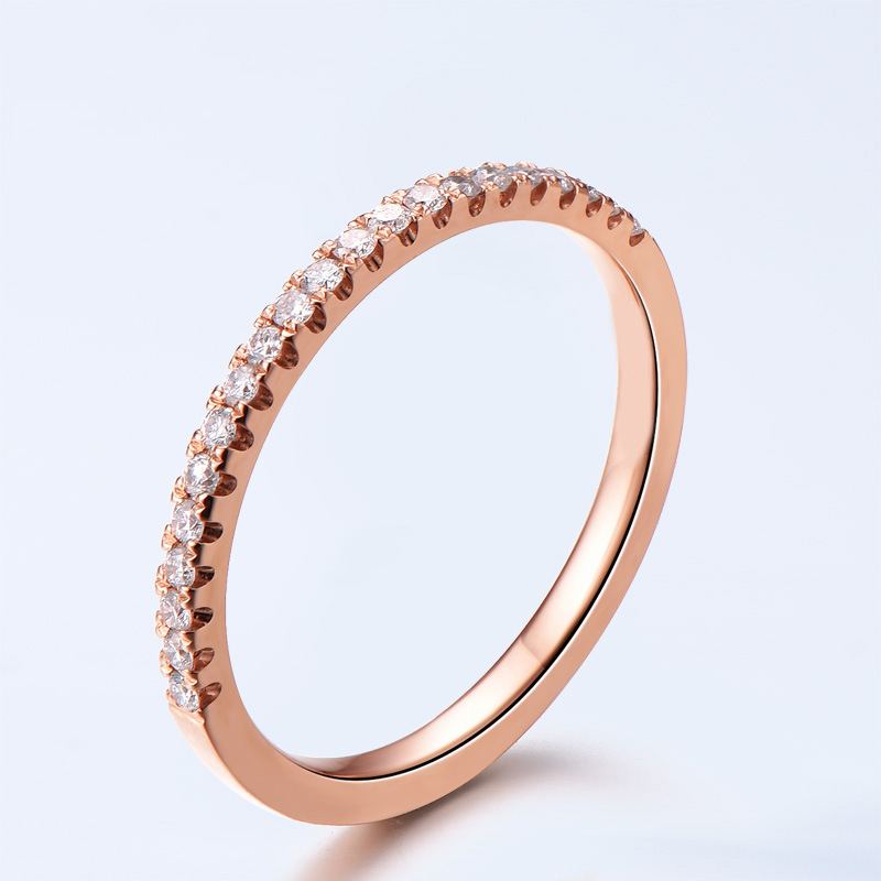 

Row Diamond Ring Finger Concise Be Engaged Woman Ring Zircon Micro Plating Rose Gold Ring