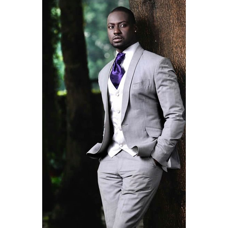 

TPSAADE Grey Shawl Lapel Wedding Suits for Men Formal Slim Fit Skinny Groom Suits Men (Jacket+Pants+Vest) Custom Made, Custom color