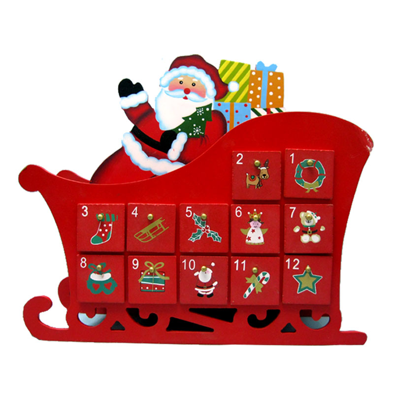 

25*25cm Wooden Santa Claus Advent Calendar Children Gift Fashion Toy New Year Gifts Christmas Decoration For Home