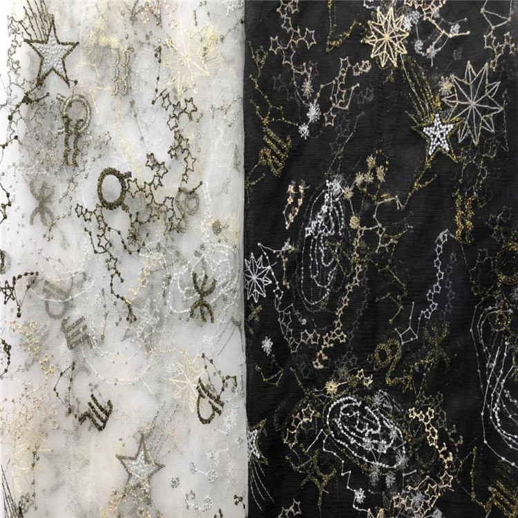 

Spring Summer Mesh Bottom Chaotic Stars Embroidery Lining Women's Children's Clothing Skirt Wedding Embroidery Fabrics