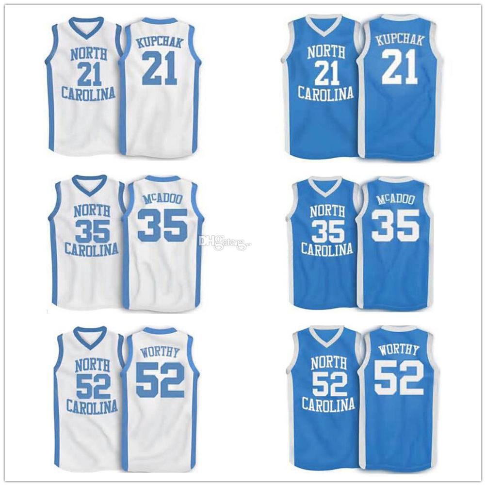 

North Carolina Tar Heels College #35 Bob McAdoo Basketball Jerseys #52 James Worthy #21 Mitch Kupchak Retro Mens Stitched Custom Any Name, As show