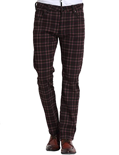 

Men's Check Thermal Straight Fit Fleece Jeans Pants, As pic