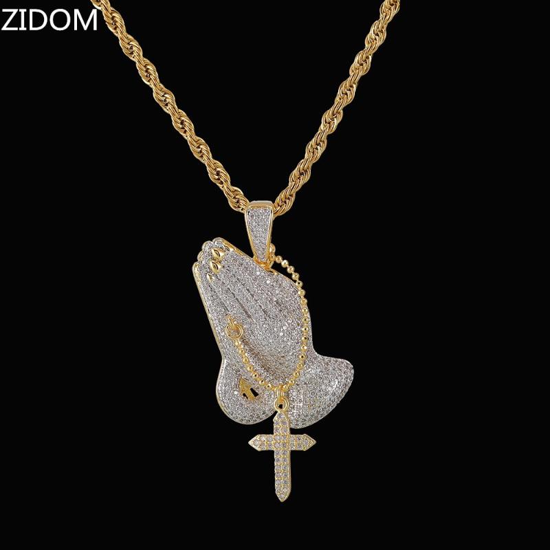 Rhinestones Angel Hip Hop Pave Rhinestone Praying Angel Pendants /& Necklaces Titanium Steel Gold Chain Men Big Crystal Jewelry Brother Lucky Gifts