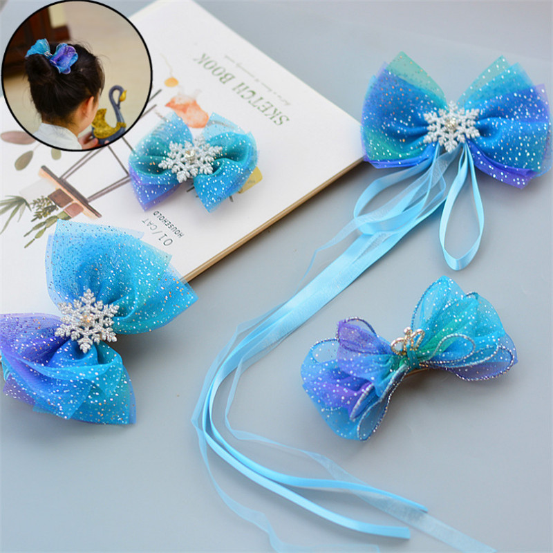

10pcs/lot Snowflake Mesh Bowknot Princess Hairpins Girls Children Kids Hair Clips Accessories For Hair Bows Barrette Headwear