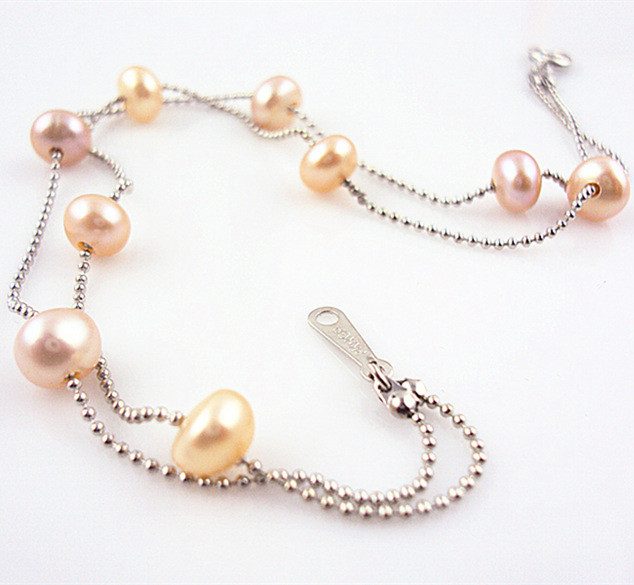 

2-color natural fresh water women's bracelet strands colorful pearl Designer Bracelets wholesale