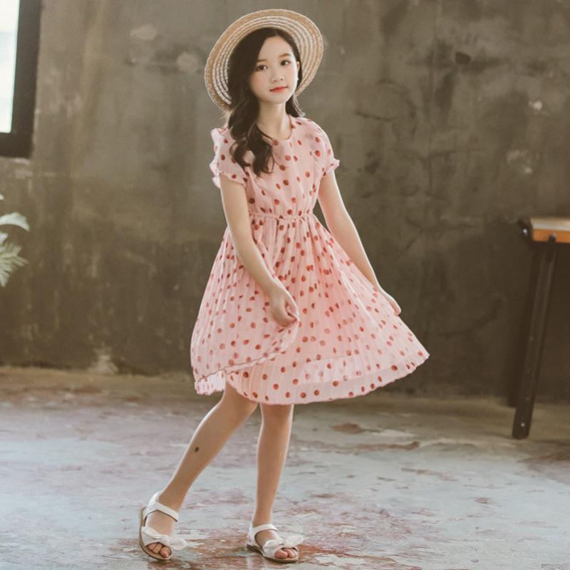 

YourSeason 2020 Summer Fashion Dot Girl Kids Cute Pink Princess Dresses New Arrival Baby Girls Elegant A Linen Dresses O Neck