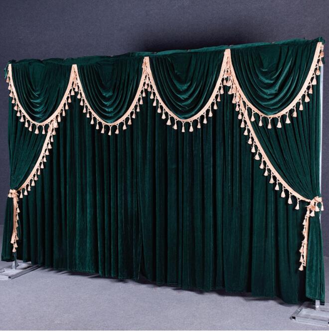 

Excellent quality wedding decorations Golden velvet wedding backdrop 3m*4m stage background with curtain multi colors for choose