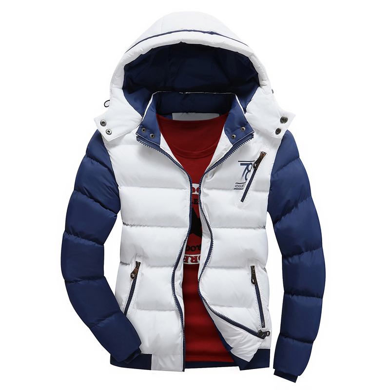 

2016 Fashion Ultralight Spring Winter Warm Jacket Men Cotton Brand Clothing Thick Zipper Slim Men's Jackets Parkas Designer Fit, White