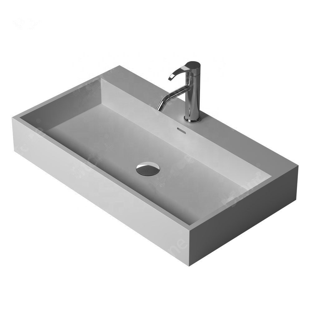 Bathroom Rectangular Wall Hung Wash Sink Fashionable Cloakroom Corian Vanity Washbasin Solid Surface Resin Lavabo RS38344-image-488712151