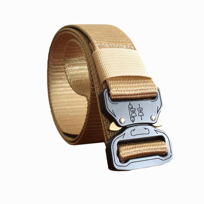 

125CM Waist Belt Tactical Nylon Army Combat Belts Knock Off Emergency Survival Waist Straps Heavy Duty Belt Hunting, Green