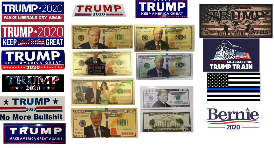 

7 types new arrival Antique Plated 24K Gold Plated Dollars Trump 2020 Banknote trump Dollars Gold Banknot coins Commemorative Fake Money, As picture