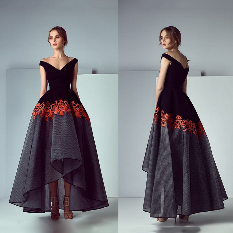 

Saiid Kobeisy 2019 High Low Prom Dresses Off The Shoulder A Line Evening Gowns Cheap Long Formal Party Dress Vestidos De Festa, Same as picture