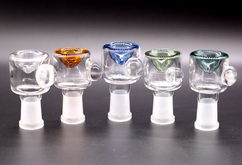 

14mm 18mm Herb Slide Dab Pieces Glass Bowls Colorful Dry Herb Bowl Tobacco Bowls Ash Catcher for Glass Bongs Water Pipes Dab Rig