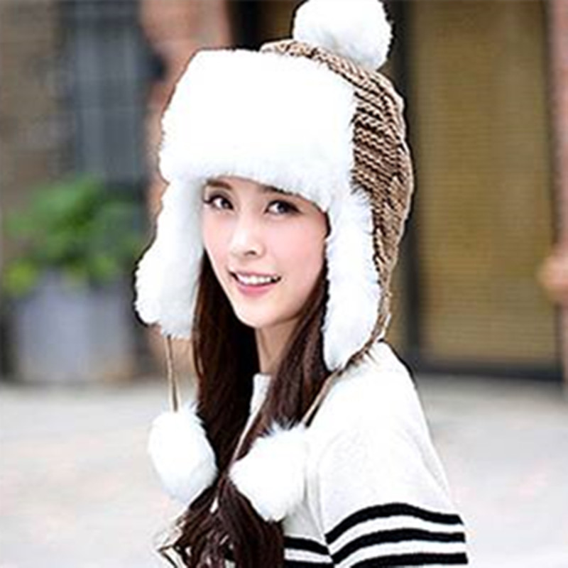 Femmes Russe Chapeau dhiver Ushanka Bomber Chapeaux pour Hommes Aviateur Ext/érieure Oreille Rabats Cap Faux Lapin/ / / Trapper Caps
