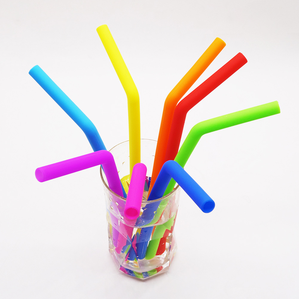 

Mixed Reusable drinking straws Food Grade Silicone 4 size straight and blend straws