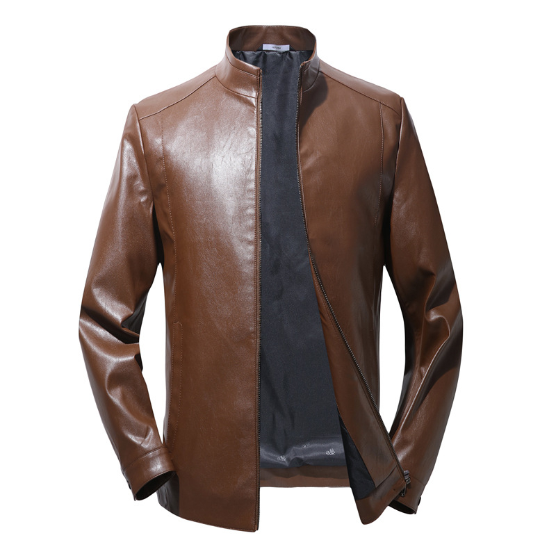 

2019 New Mens Leather Jacket Slim Fit Handsome Motorcycle Leather Jacket Male High Imitation Sheep Skin Men Coats Clothing,802, 802 brown