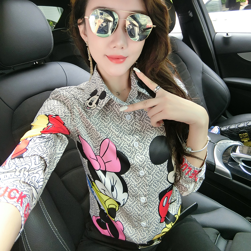 

Fashion Design Shirts Women Long Sleeve New 2020 Spring Runway Classic Print Elegant Ladies Casual Lapel Neck Button Blouses Tops Fall, Customize