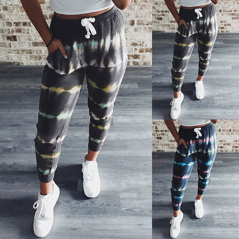 Summer Womens Designer Casaul Pants Loose Striped Printed Mid Waist Straight Sports Style Female Clothing Pants