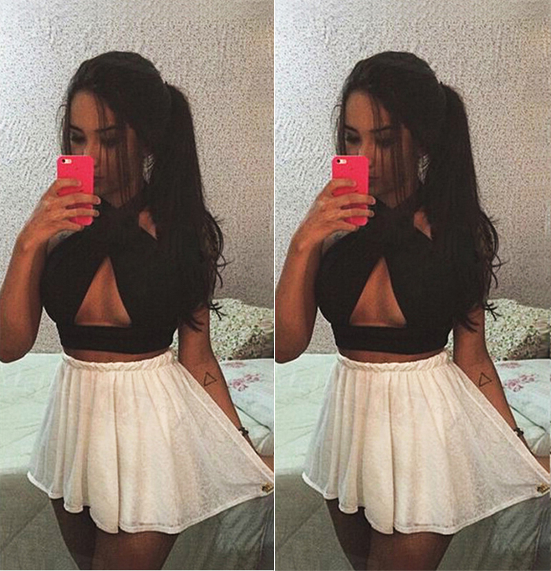 

Fashion Sexy Women Halter Backless Vest Bandage Short Tank Tops Vest Camis Solid Cross Neck Hollow Out Strappy Beach Casual Top, Red