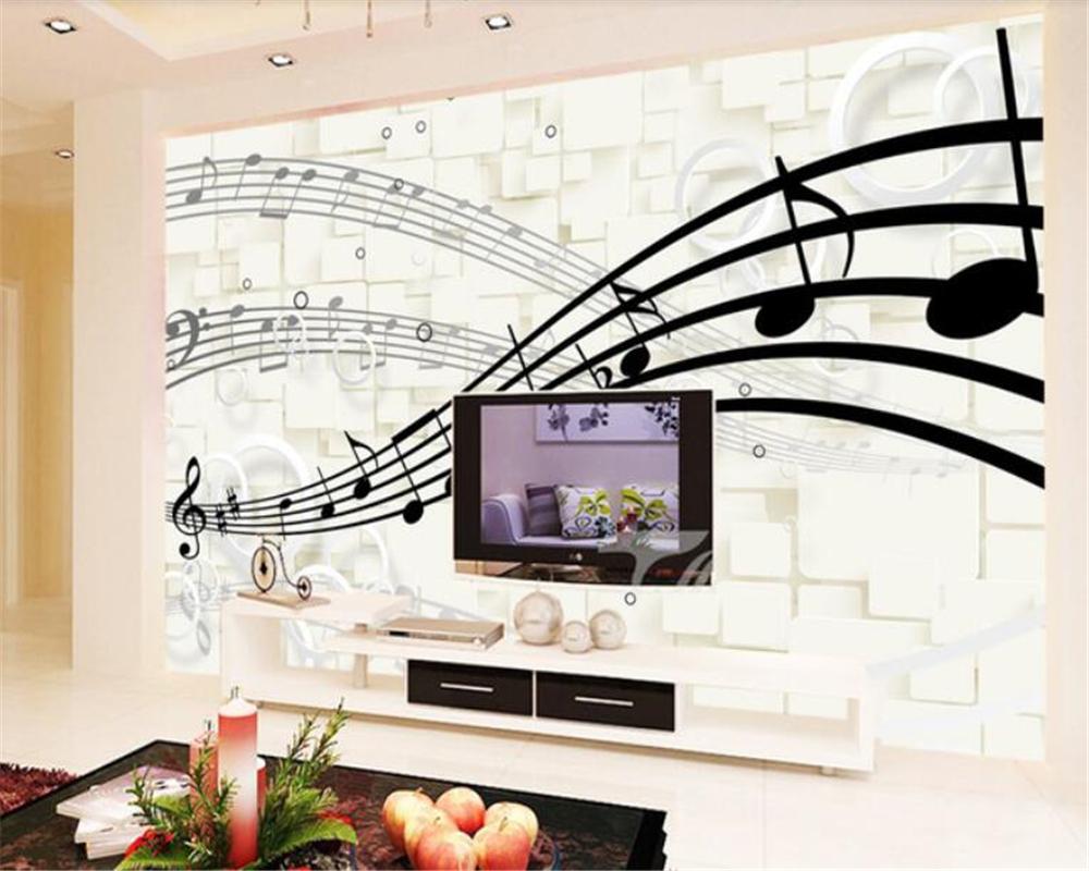 

Custom wall papers home decor Classic Stylish 3D Musical Note Wallpaper Mural Home Decor Living Room Wall papel de parede 3d, Silk cloth