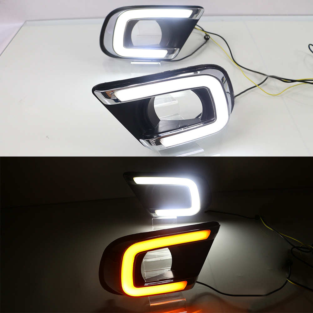 

1 Set LED Car Daytime Running Light Fog Lamp Hole Turn Signal Style Relay 12V DRL For Dodge Journey FIAT Freemont 2014 2015 2016