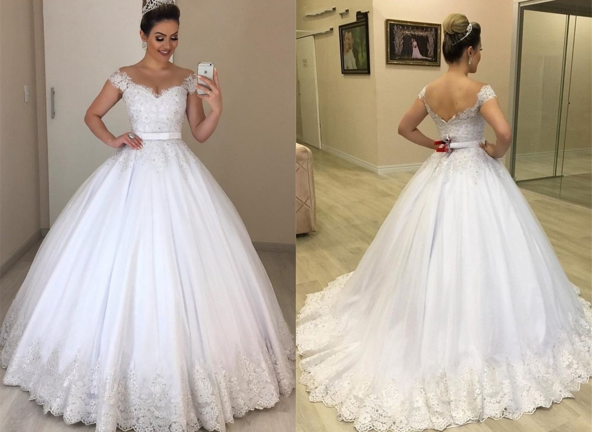 

2022 Fairy Princess wedding dress Sheer Straps Off Shoulders Satin Applique Beading Sequins Wedding Dresses Bridal Gowns Custom Made, Dark navy