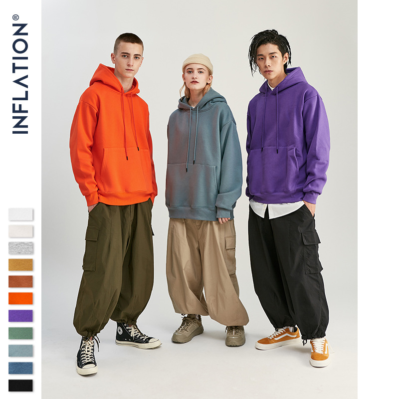 

men's sweater autumn thick fleece hoodies hip hop pure velvet fabrics winter for men women, Blue