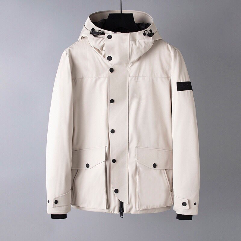 

2019 New Down Jacket Black White Burb Men Large Hooded Bbr Outdoor Fashion Waterproof Thick Button Jackets Slim Parkas