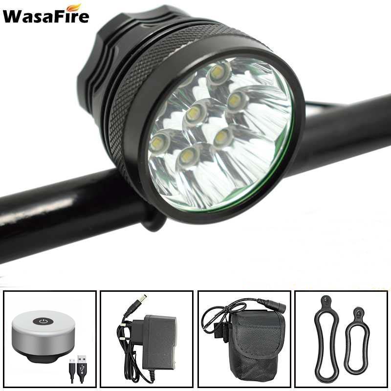 

8*T6 LED Bicycle Front Light Headlight 12000LM Cycling MTB Head Lamp + 5 Modes USB Bike Rear Lights Taillight+18650 Battery Pack