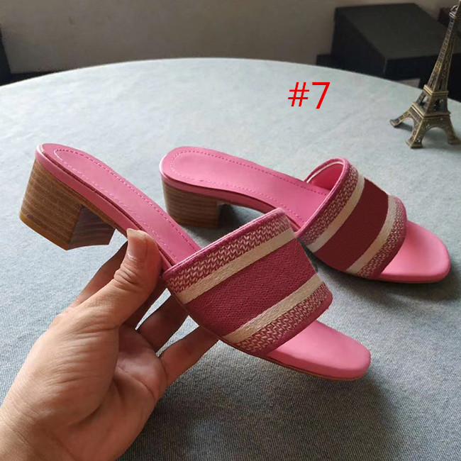 

Large size 35-42 leather outsole luxury Designer Leather Blue red stripes Sandals Denim Ladies Summer Slipper outdoor beach woman Flip Flops, #3
