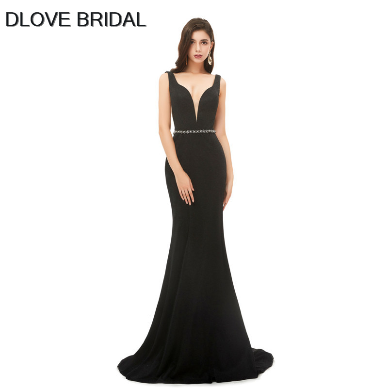 

Black Simple Elegant Mermaid Evening Dress V Neck Special Occassion Gown High Quality Custom Made Formal Dresses