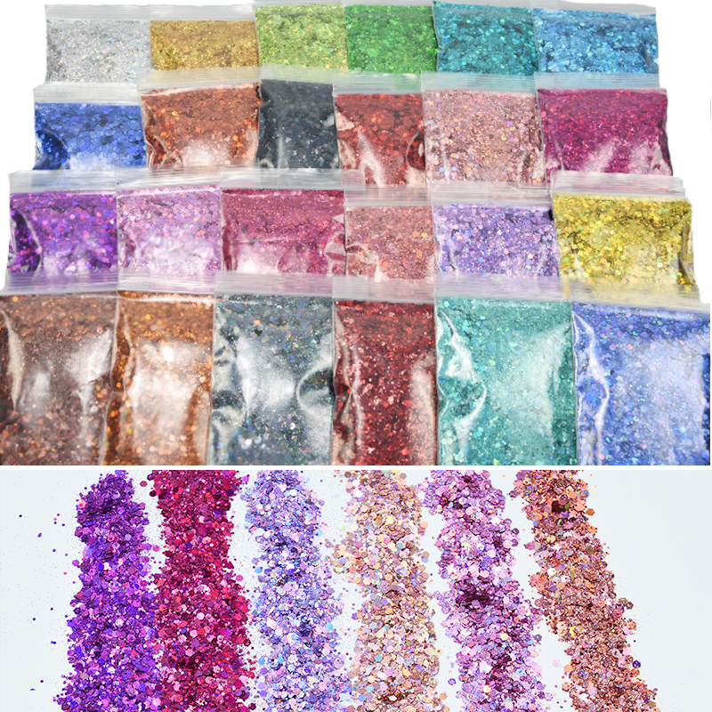 

Nail Glitter Chunky Holographic 100g Pack In Bag Face/Body/Eye/ Festival Aluminum Glitters For 3D Art Decoration