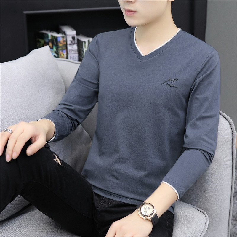 

2020 New Men's Autumn Long-sleeved T-shirt Male Youth Korean Version of The Clothes Students Long-sleeved Men's Compassionate, Qy923 dark gray