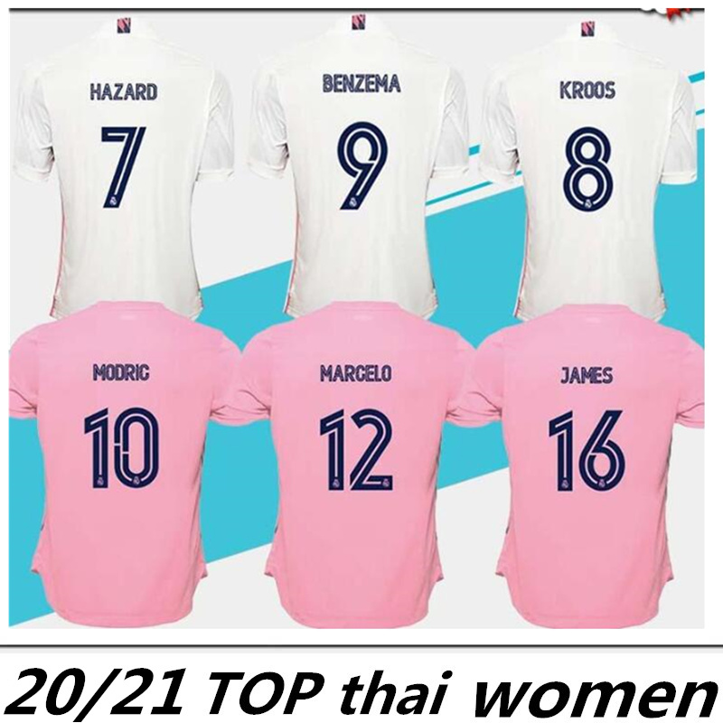 

Women Jerseys 2020 Real Madrid Home #7 HAZARD #11 BALE Soccer Jerseys 2021 female Soccer shirts customized women football Uniforms On Sale