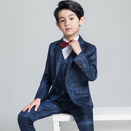 

Kids Wedding Suit Blazer Boys Suits Formal Single Button Solid Suit For Kids 1Set Formal Children's Costume Tuxedos Z934, Blue 6pcs