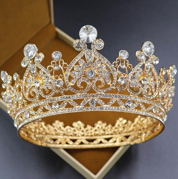 

The latest European-style court bride wedding crown Baroque full circle round rhinestone hair accessories handmade craft banquet crown gift