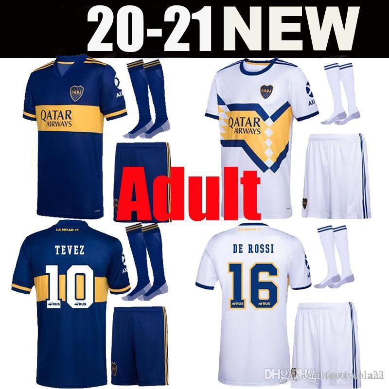 

adult kit DE ROSSI 2020 2021 Boca Juniors soccer Jerseys SALVIO 20 21 camisa de futebol TEVEZ BENEDETTO NANDEZ PAVON man set football shirts, Brown