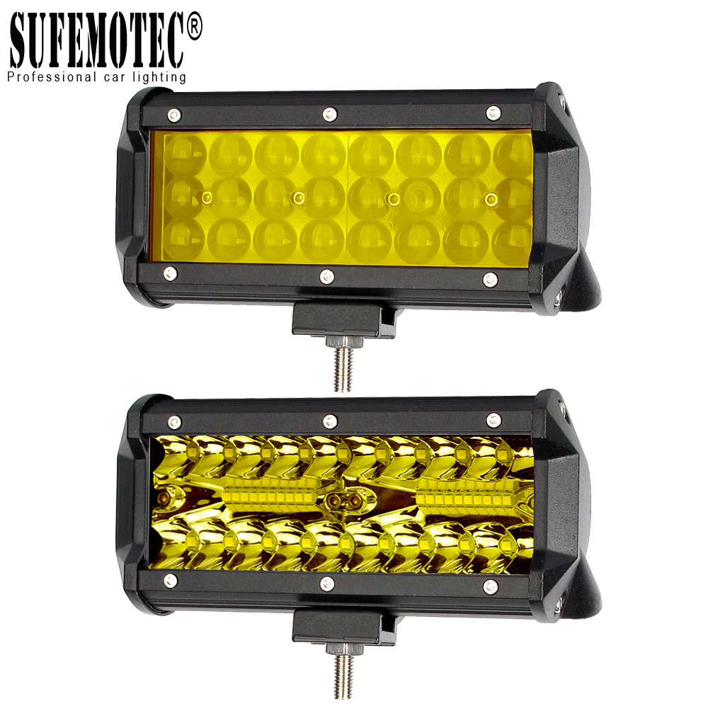 

4'' 60W 7 Inch 120W Led Offroad Light Bar for ATV Trucks Motorcycle 4x4 12V 24V Spot Flood Combo Beam Driving Work Light Bar Yellow Fog Lamp