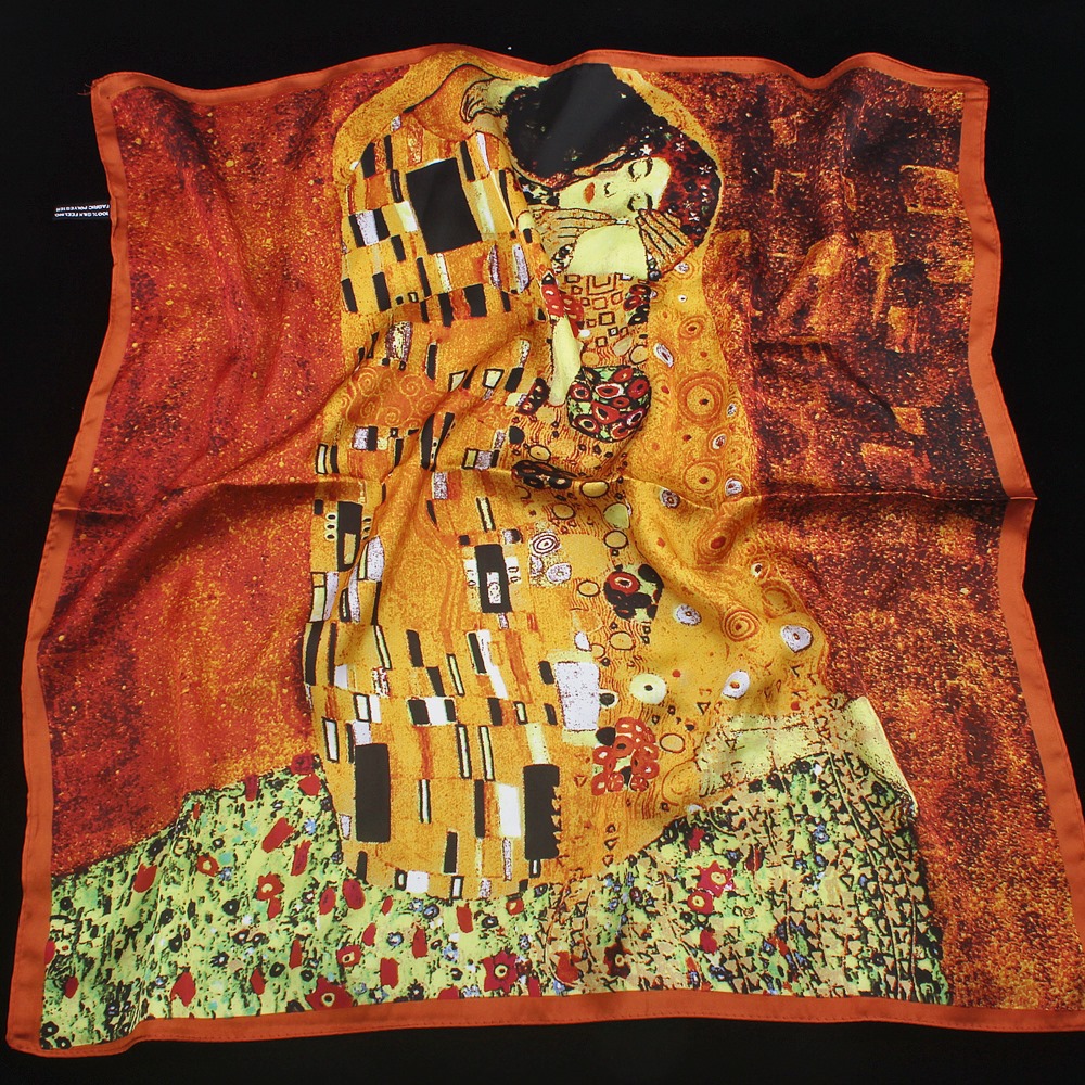 55cmx55cm Bufanda De Satén Sedoso Klimt "el beso de la envoltura de regalo gratis disponible