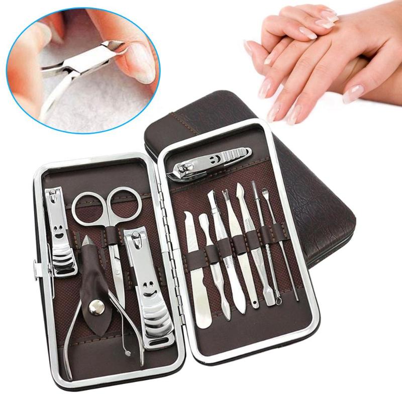 

1/12/13PCS Pedicure/Manicure Set Nail Clippers Cuticle Pusher Grooming Kit Nail Art Tools Set With Case File Polish