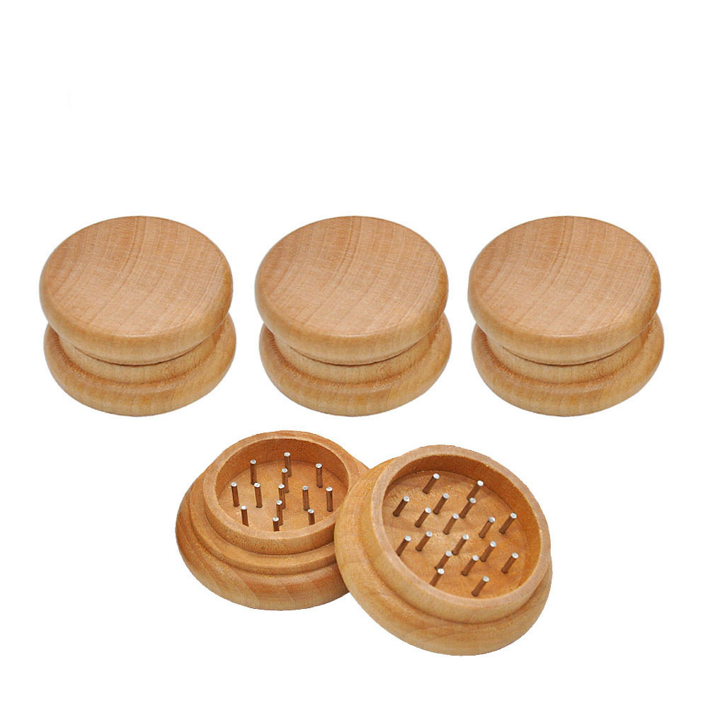 

Cheapest Wood Smoking Herb Grinder 53MM 2 Layers With Metal Nail Teeth Tobacco Herb Grinder Handle Muller Shredder Wood Spice Crusher