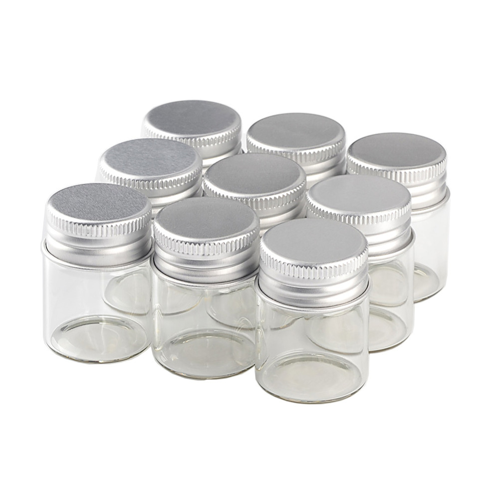 

30*40*21mm 15ml Mini Cute Glass Bottles Aluminium Lid Empty Transparent Clear Gift Wishing Bottles Jars 50pcslot