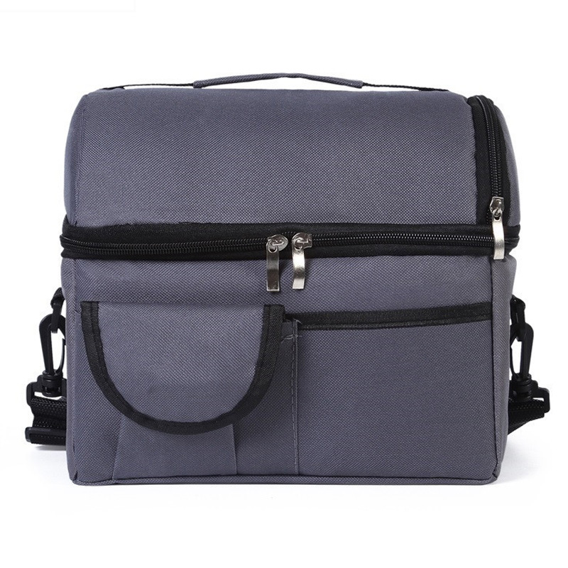 

Unisex Lunch Bag Fro School Work Office Women Men Insulated Lunch Kids Cooler Adults Box Double-layer Bag, Black