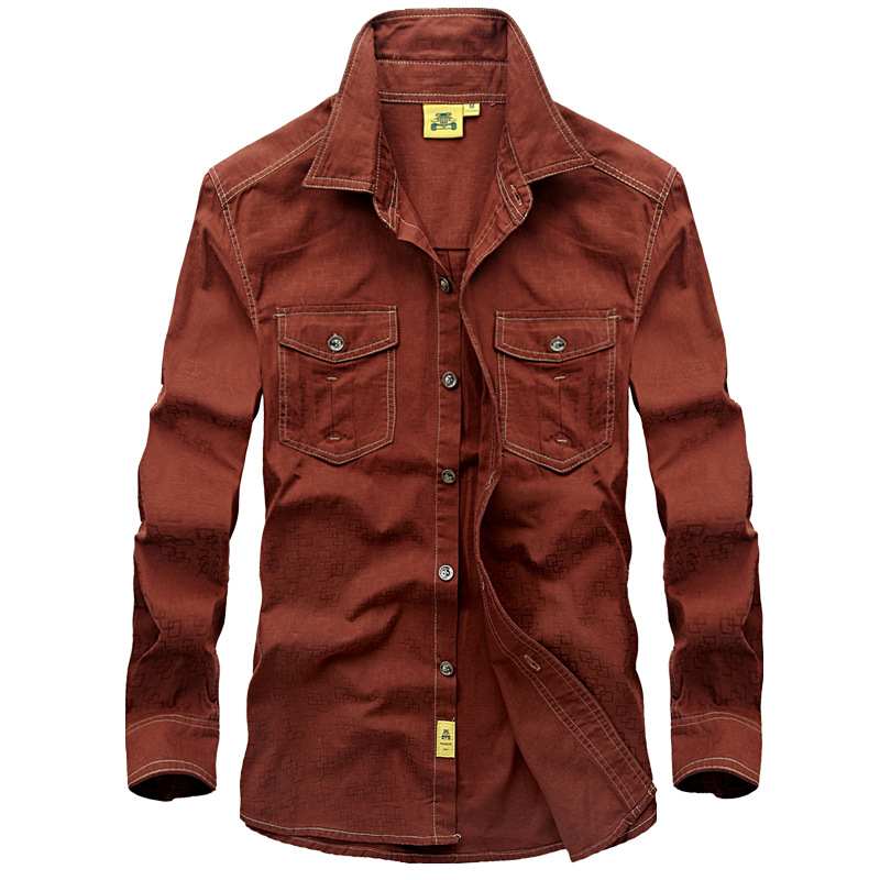 

ICPANS 2020 Spring Autumn Shirt Men Casual Long Sleeves Shirts Army Green Khaki Red Plus Size XXXL 4XL 5XL, Ic1688 army green